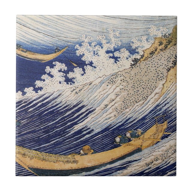 Hokusai Havsvågor Sjöbåtar Kakelplatta (Framsidan)