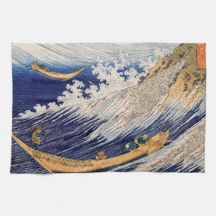 Hokusai Havsvågor Sjöbåtar Kökshandduk