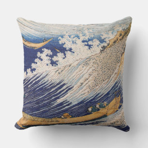 Hokusai Havsvågor Sjöbåtar Kudde