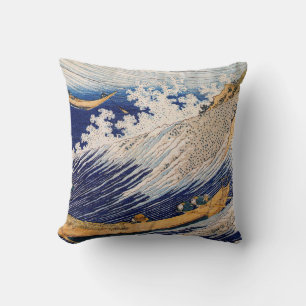 Hokusai Havsvågor Sjöbåtar Kudde