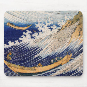 Hokusai Havsvågor Sjöbåtar Musmatta