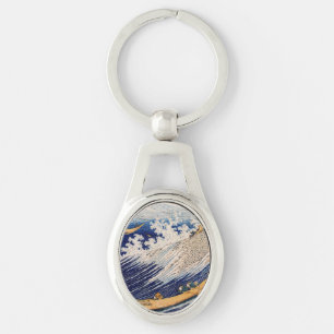 Hokusai Havsvågor Sjöbåtar Ovalt Silverfärgad Nyckelring