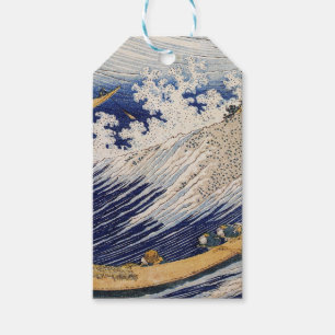 Hokusai Havsvågor Sjöbåtar Presentetikett