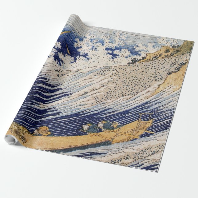 Hokusai Havsvågor Sjöbåtar Presentpapper (Utrullad)