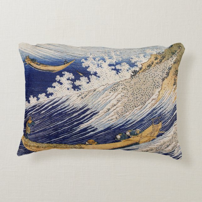 Hokusai Havsvågor Sjöbåtar Prydnadskudde (Baksidan)