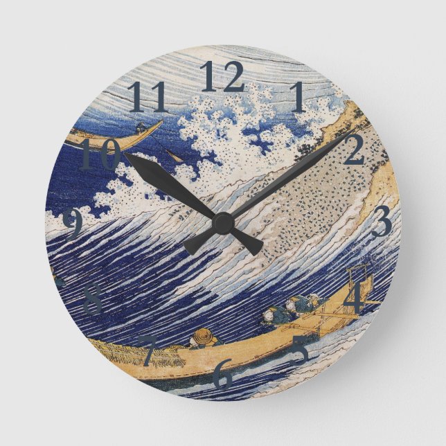 Hokusai Havsvågor Sjöbåtar Rund Klocka (Framsida)