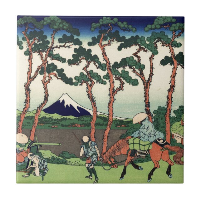 Hokusai Hodogaya på Tokaidoen Mount Fuji Kyoto Kakelplatta (Framsidan)