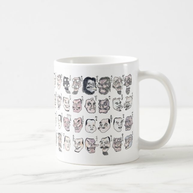 Hokusai , Image of faces from the Hokusai manga Kaffemugg (Höger)