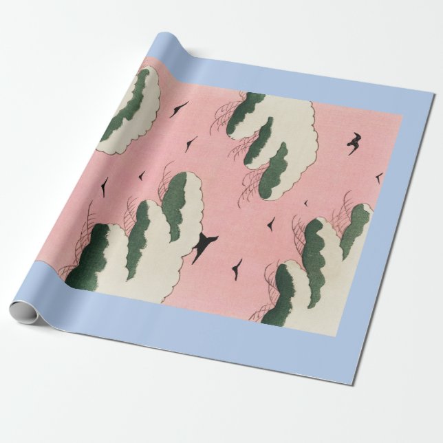 HOKUSAI JAPANESE BIRDS AND CLOUDS WrappING Papper Presentpapper (Utrullad)