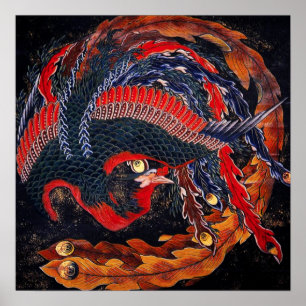 Hokusai japansk Phoenix affisch
