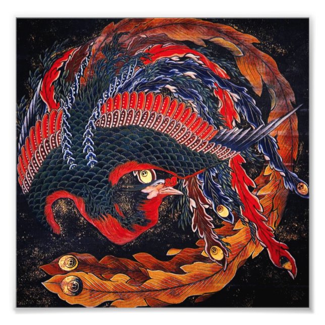 Hokusai japansk Phoenix Fototryck (Framsidan)