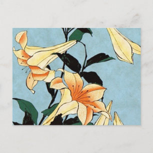Hokusai japanska Lilies-vykort Vykort