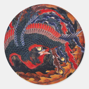 Hokusai japanska Phoenix Stickers Runt Klistermärke