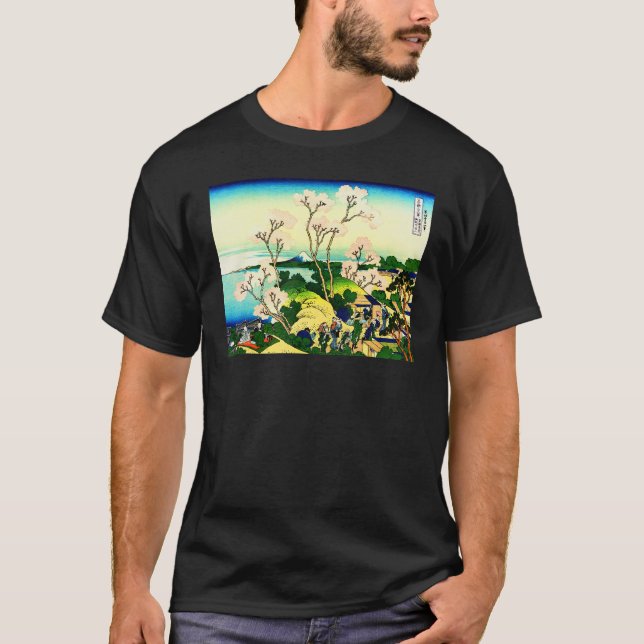Hokusai Japanskt landskap Goten-yama backe japansk T Shirt (Framsida)