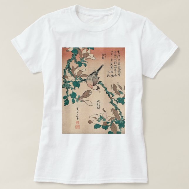 Hokusai Java Sparrow på Magnolia GalleryHD Tee (Design framsida)