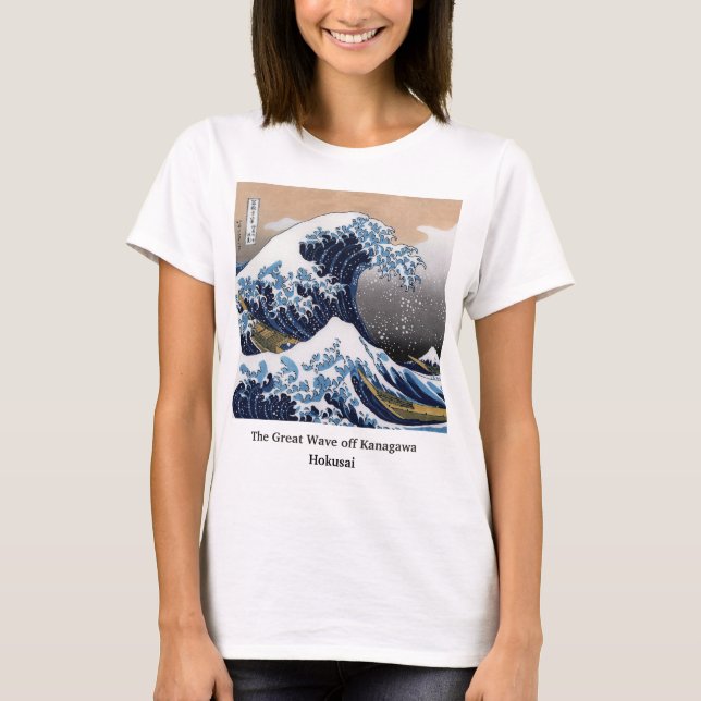Hokusai , "Kanagawas Underbara våg" T Shirt (Framsida)