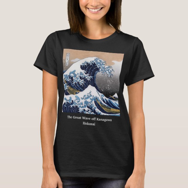 Hokusai , "Kanagawas Underbara våg" T Shirt (Framsida)
