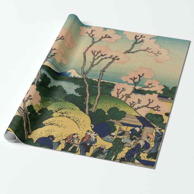 Hokusai Katsushika - Goten-Yama-Backe, Shinagawa Presentpapper (Utrullad)