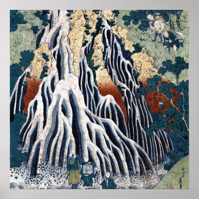 Hokusai Kirifuri Falls, Mount Kurokami, Shimotsuke Poster (Framsidan)