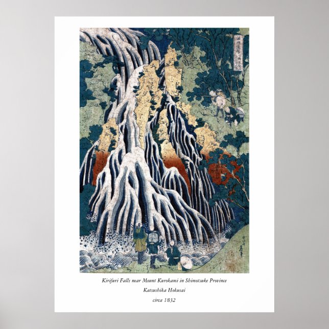 Hokusai Kirifuri Falls, Mount Kurokami, Shimotsuke Poster (Framsidan)