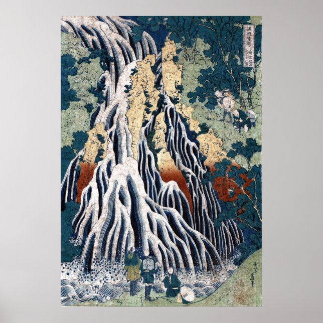 Hokusai Kirifuri Falls, Mount Kurokami, Shimotsuke Poster (Framsidan)