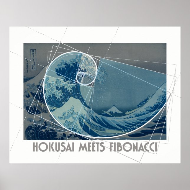 Hokusai Meets Fibonacci, Golden Ratio #2 Poster (Framsidan)