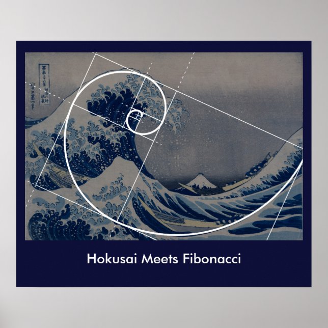 Hokusai Meets Fibonacci, Golden Ratio Poster (Framsidan)
