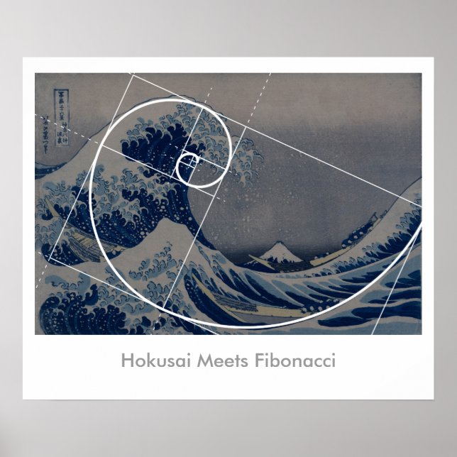 Hokusai Meets Fibonacci, Golden Ratio Poster (Framsidan)