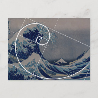 Hokusai Meets Fibonacci, Golden Ratio Vykort