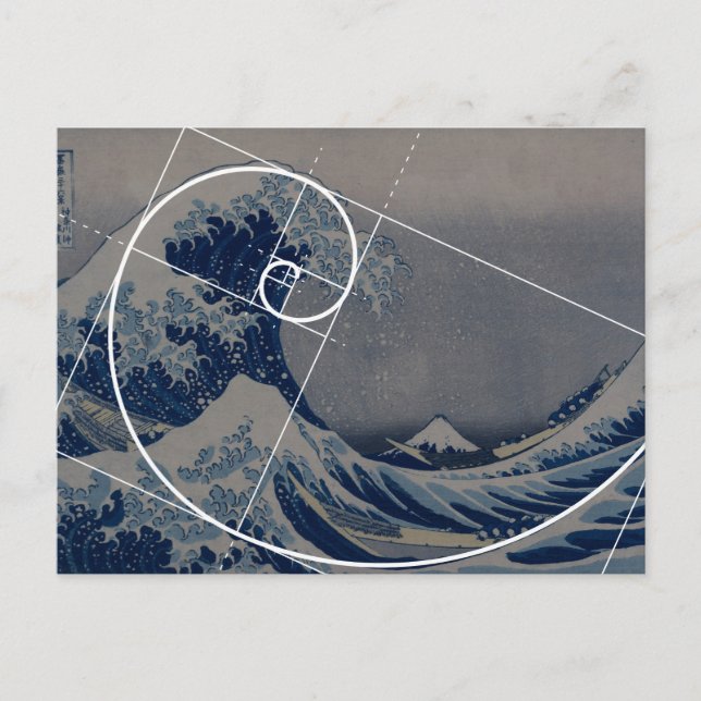 Hokusai Meets Fibonacci, Golden Ratio Vykort (Framsida)