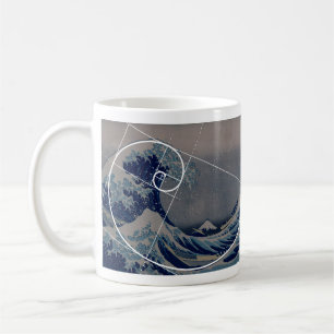 Hokusai möter Fibonacci, guld- förhållande Kaffemugg