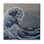 Hokusai möter Fibonacci, guld- förhållande Kakelplatta<br><div class="desc">" Vinkar underbaren" vid Hokusai,  det perfekta exemplet av Fibonacci spiral,  guld- förhållandet som det är "en Fibonacci,  kodifierar" för konst,  vetenskap och math. Fascinerande konstnärer och forskare sedan århundraden tillbaka.</div>
