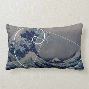 Hokusai möter Fibonacci, guld- förhållande Lumbarkudde