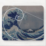 Hokusai möter Fibonacci, guld- förhållande Musmatta<br><div class="desc">" Vinkar underbaren" vid Hokusai,  det perfekta exemplet av Fibonacci spiral,  guld- förhållandet som det är "en Fibonacci,  kodifierar" för konst,  vetenskap och math. Fascinerande konstnärer och forskare sedan århundraden tillbaka.</div>