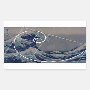Hokusai möter Fibonacci, guld- förhållande Rektangulärt Klistermärke
