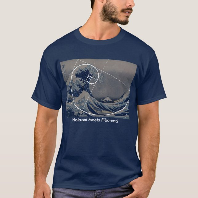 Hokusai möter Fibonacci, guld- förhållande T Shirt (Framsida)