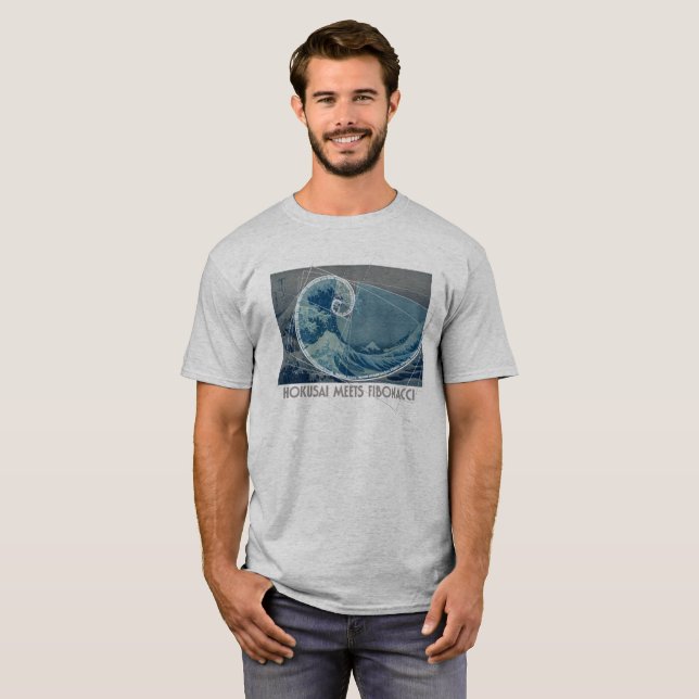 Hokusai möter Fibonacci med numeriskt ordnar Tee (Hel framsida)