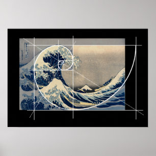 Hokusai möter Fibonacci, version Poster