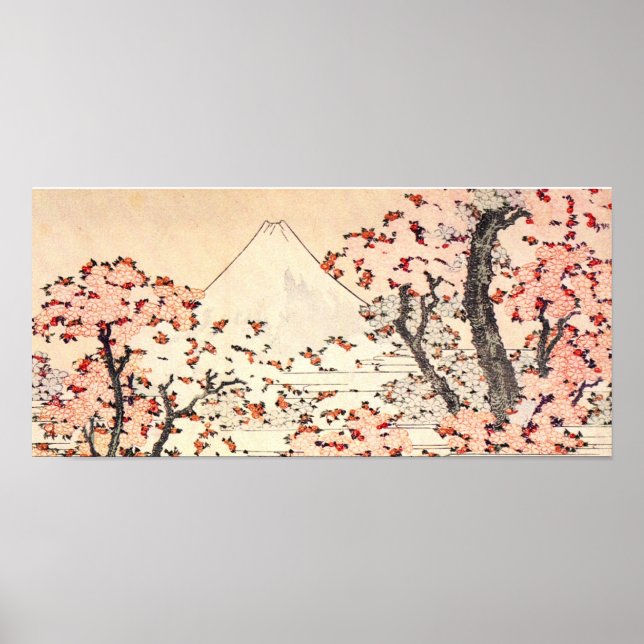Hokusai Mount Fuji Cherry-Blommar Poster (Framsidan)