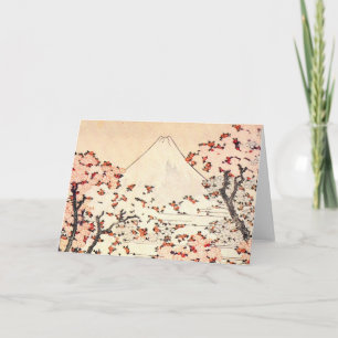 Hokusai Mount Fuji Cherry Blommars Greeting Card Kort