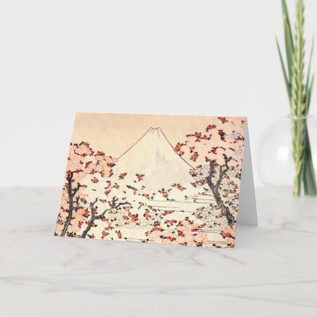 Hokusai Mount Fuji Cherry Blommars Greeting Card Kort (Framsida)