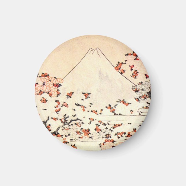Hokusai Mount Fuji Cherry Blommars Magnet (Framsidan)