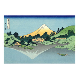 Hokusai Mount Fuji reflekteras i Lake Kawaguchi Fototryck