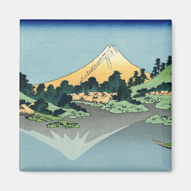 Hokusai Mount Fuji reflekteras i Lake Kawaguchi  Magnet (Framsidan)