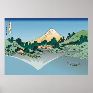 Hokusai Mount Fuji reflexer i Sjö Kawaguchi Poster