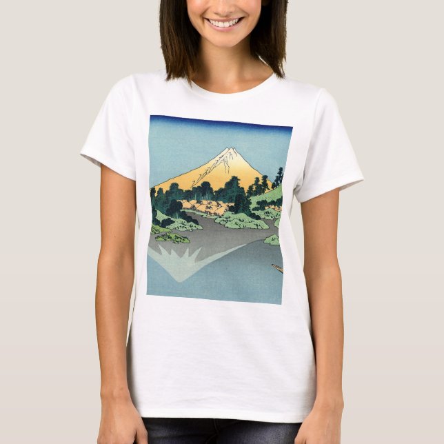 Hokusai Mount Fuji reflexer i Sjö Kawaguchi T Shirt (Framsida)