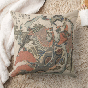 Hokusai Mystical Bird T-Shirt Kudde