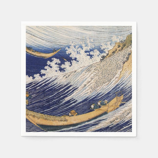Hokusai Ocean Vågar Sea Boats Pappersservett (Framsidan)