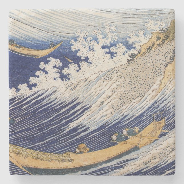 Hokusai Ocean Vågar Sea Boats Stenunderlägg (Framsidan)