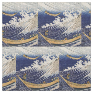 Hokusai Ocean Vågar Sea Boats Tyg